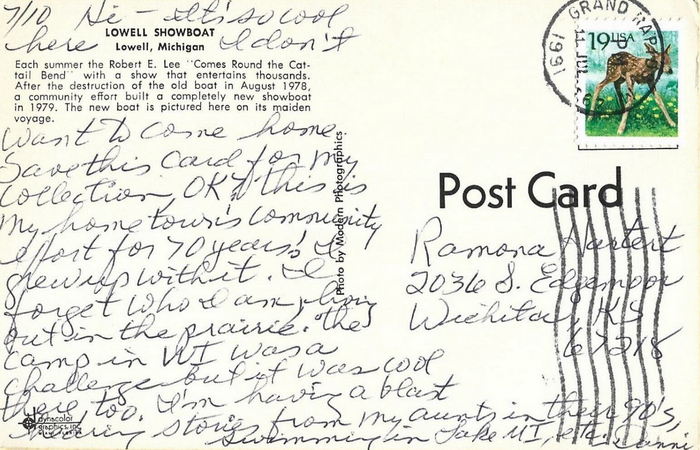 Lowell Showboat VI - Postcard